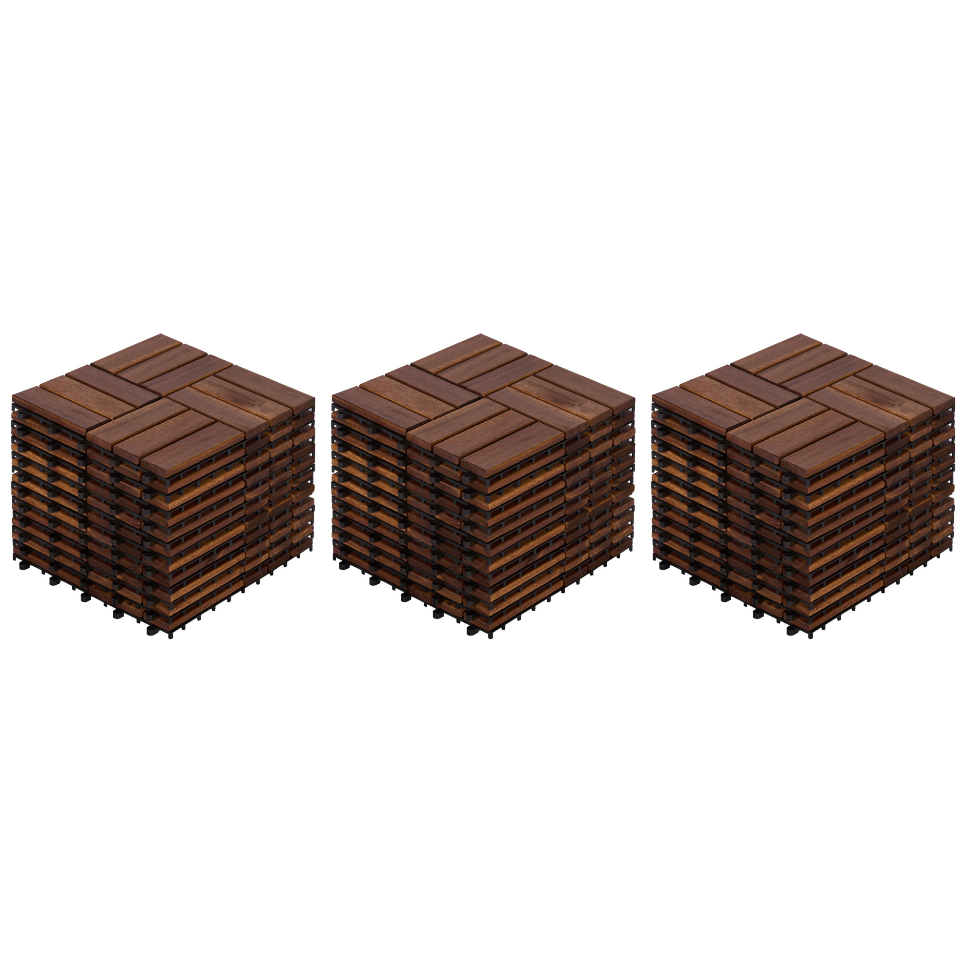 32 Interlocking Terrassenplatten Aus Akazienholz 30 X 30 Cm Braun Modenuit