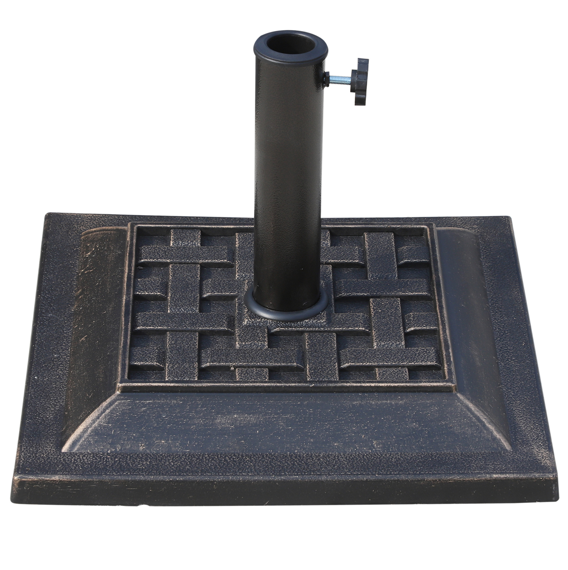 9 Kg Sonnenschirmständer Aus Harz In Bronze 44 X 44 X 32 Cm Mit Einsätzen 38/48 Mm