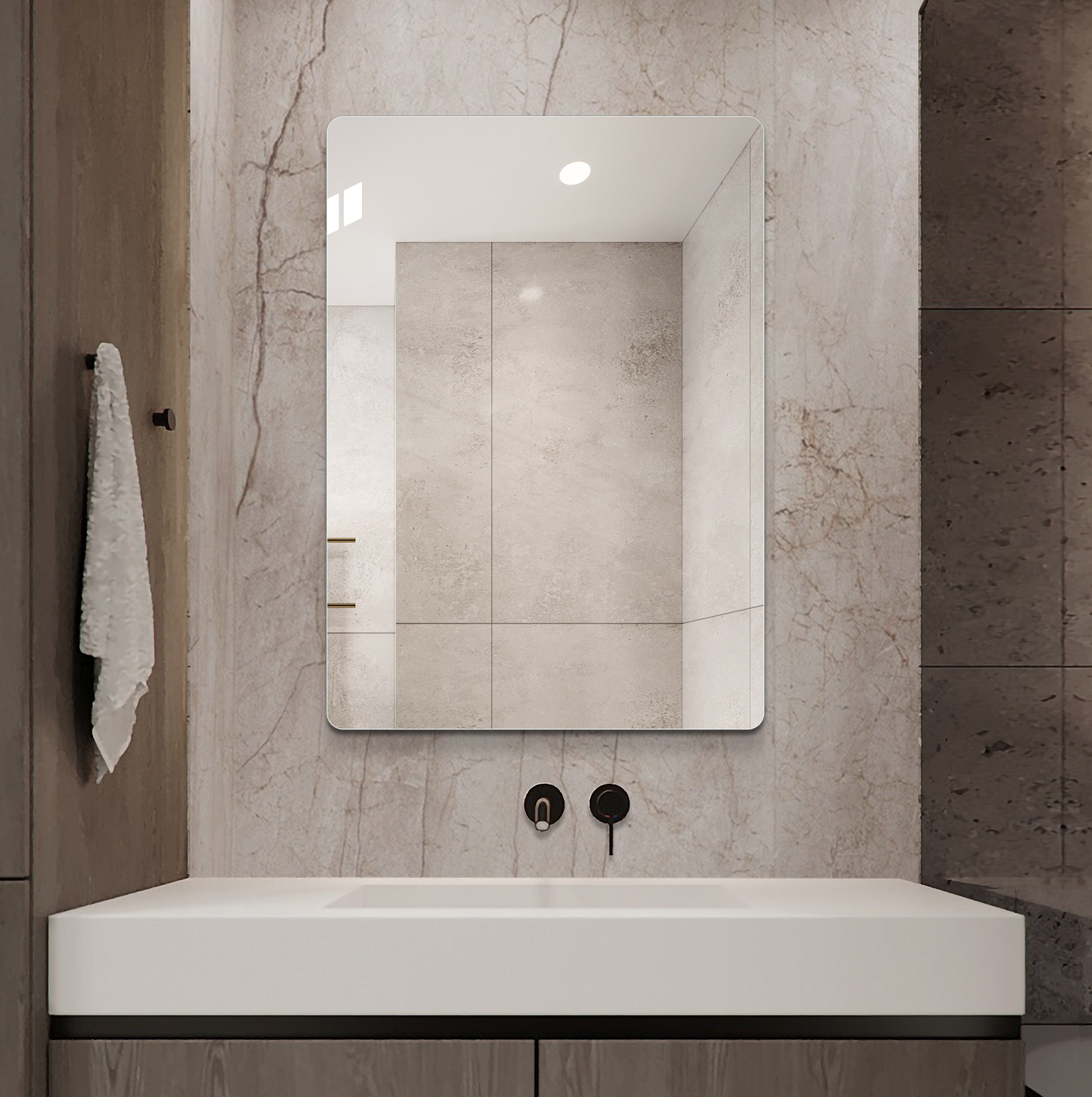Rahmenloser Badwandspiegel 50 X 70 Cm Aus Silbernem Glas Modenuit