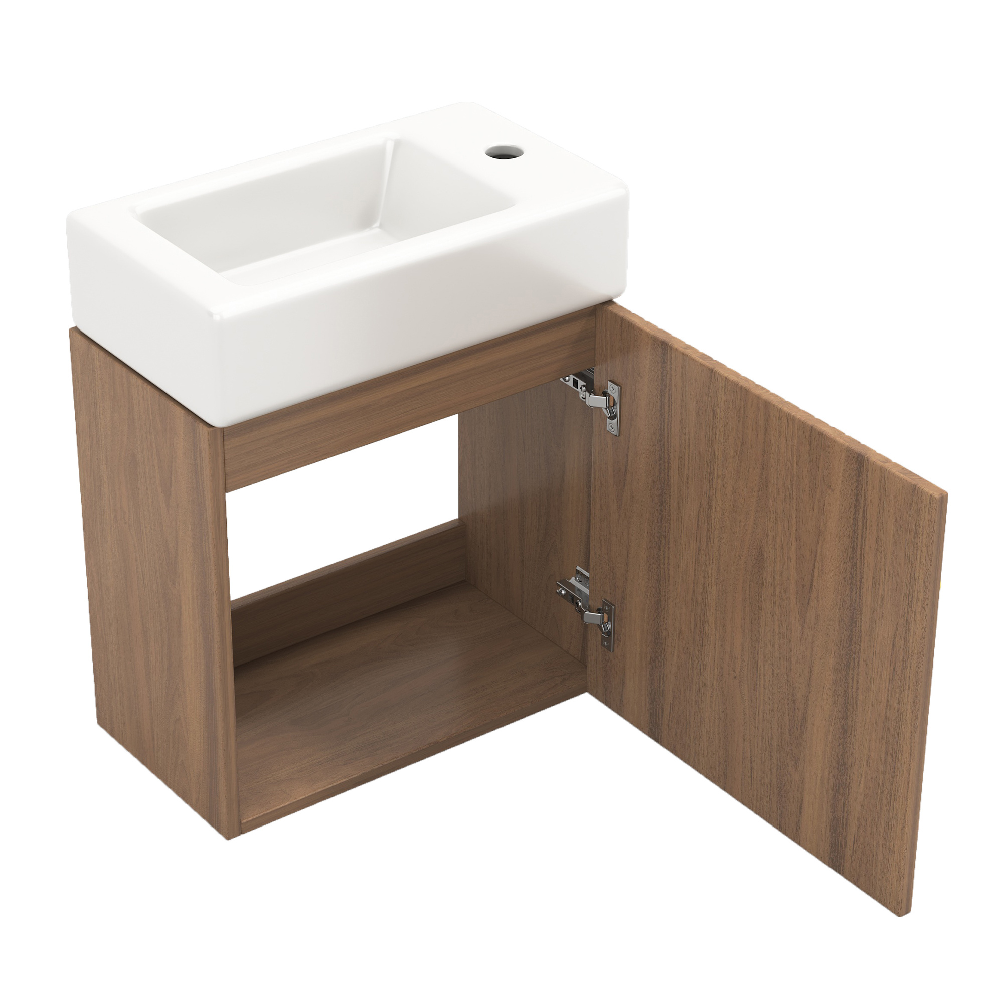 Badmöbel Mit Keramikwaschbecken 46 Cm Aus Mdf In Naturfarbe