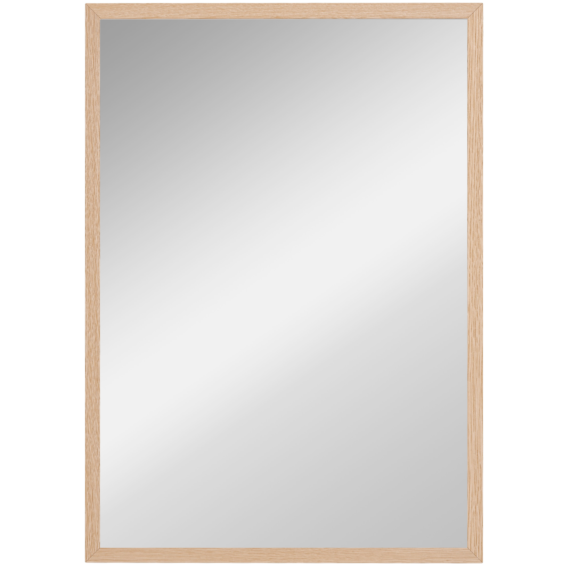 Rechteckiger Wandspiegel 50 X 70 Cm Mit 4 Haken, Rahmen In Naturholzoptik, Mdf