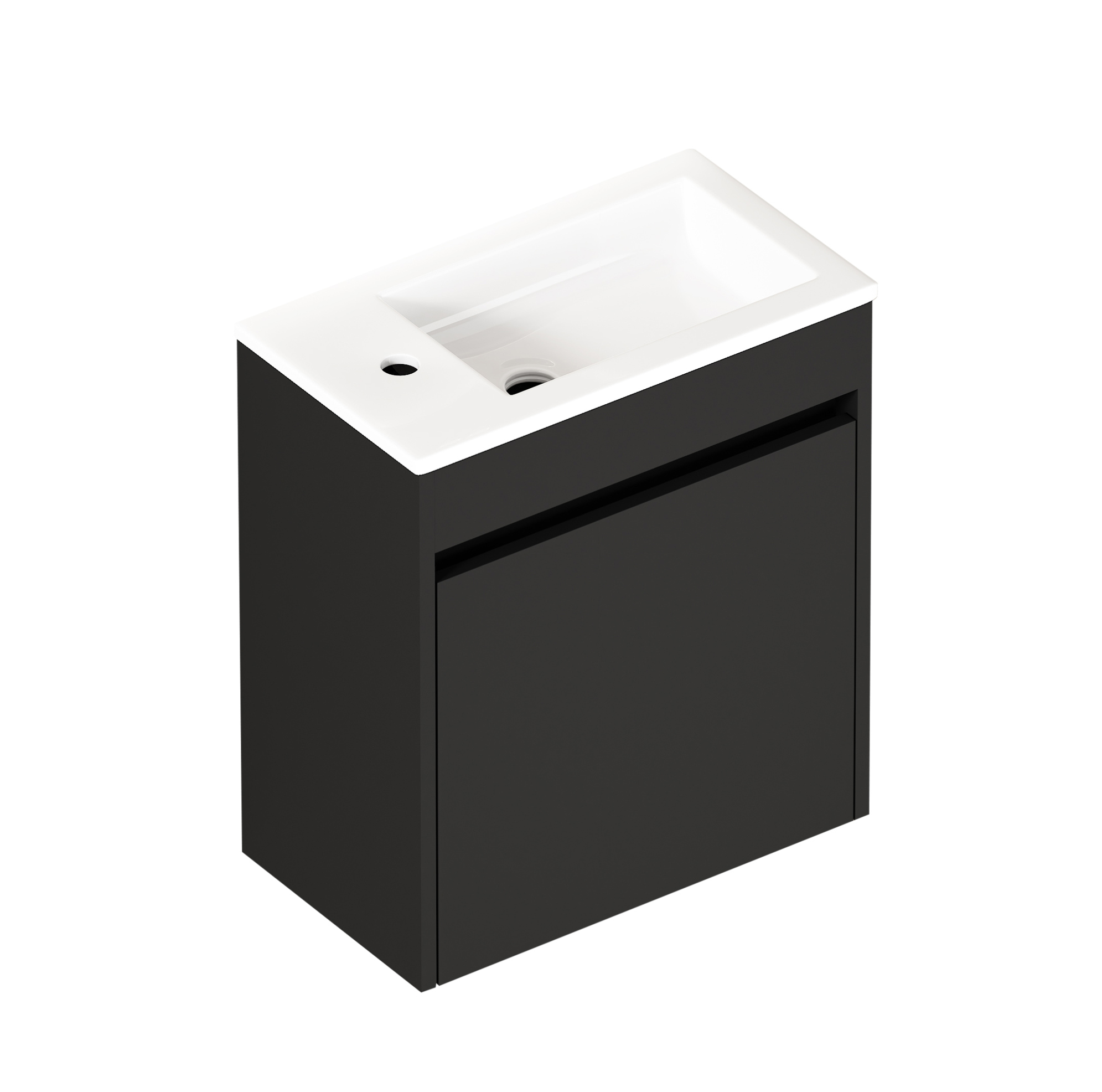 46 Cm Schwarzer Badunterschrank Aus Mdf Mit Keramikwaschbecken Und Soft-close-tür