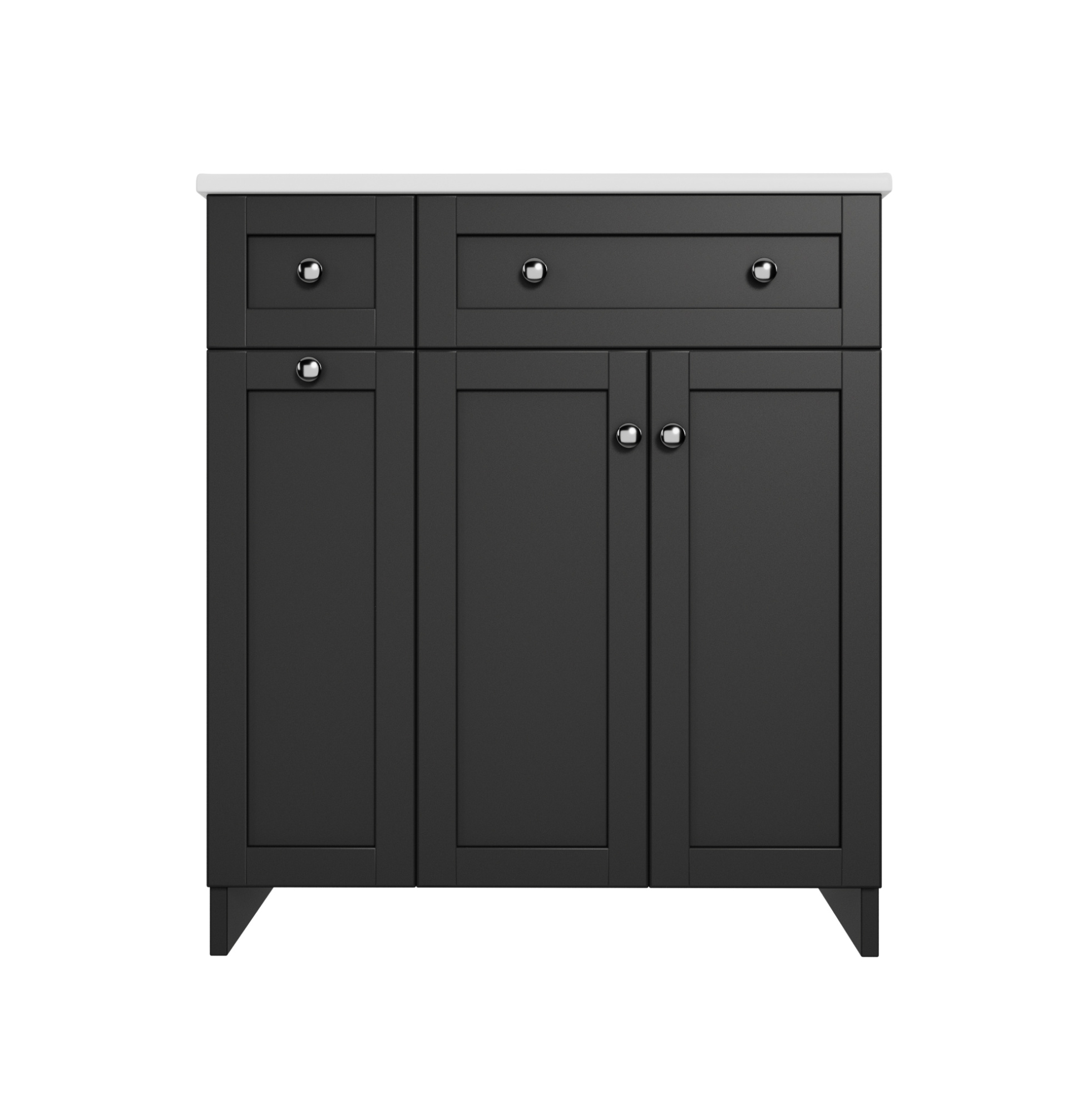 Badmöbel Mit Keramikwaschbecken 76x47x86 Cm, Schwarzes Lackiertes Mdf, Modenuit