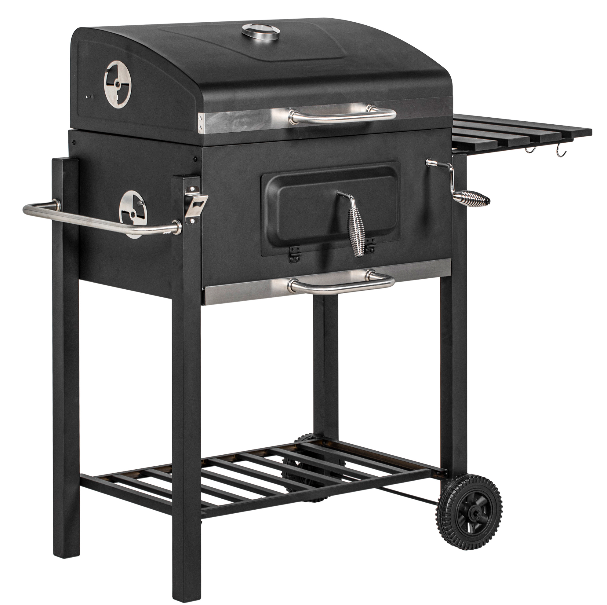 Holzkohlegrill Mit Wagen Und Deckel Aus Edelstahl, Schwarz, 113 X 65 X 108 Cm Modenuit