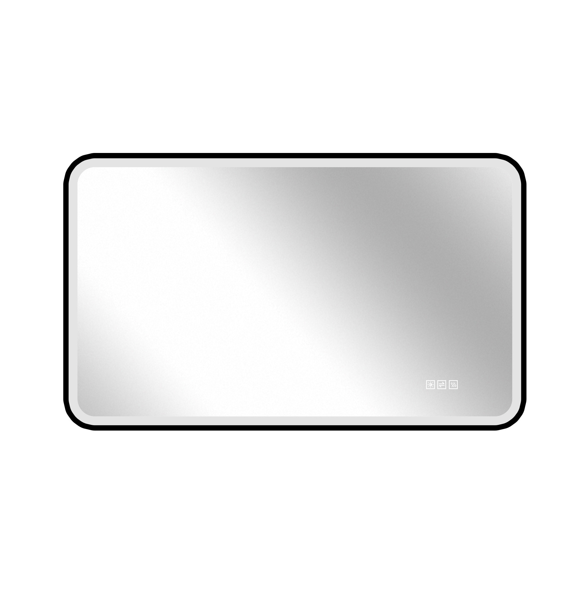 Led-badspiegel 90 X 70 Cm Mit Schwarzem Aluminiumrahmen, Anti-beschlag, Dimmbar