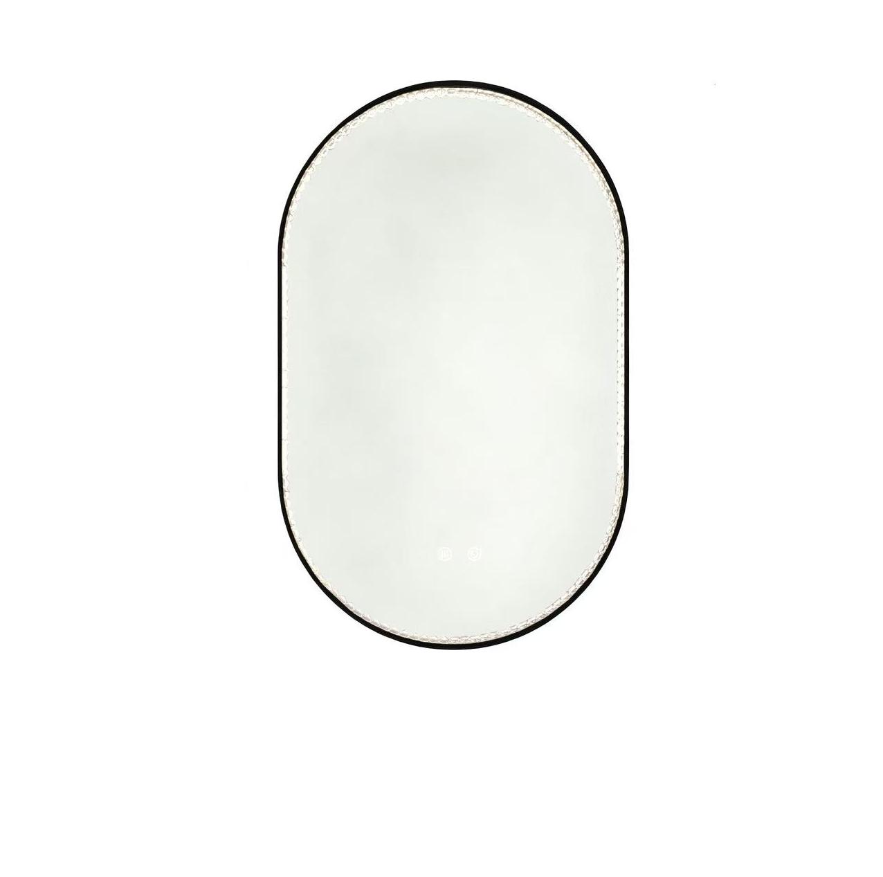 Ovaler Badezimmerspiegel 50x80 Cm Mit Led, Anti-beschlag Und Schwarzem Rahmen