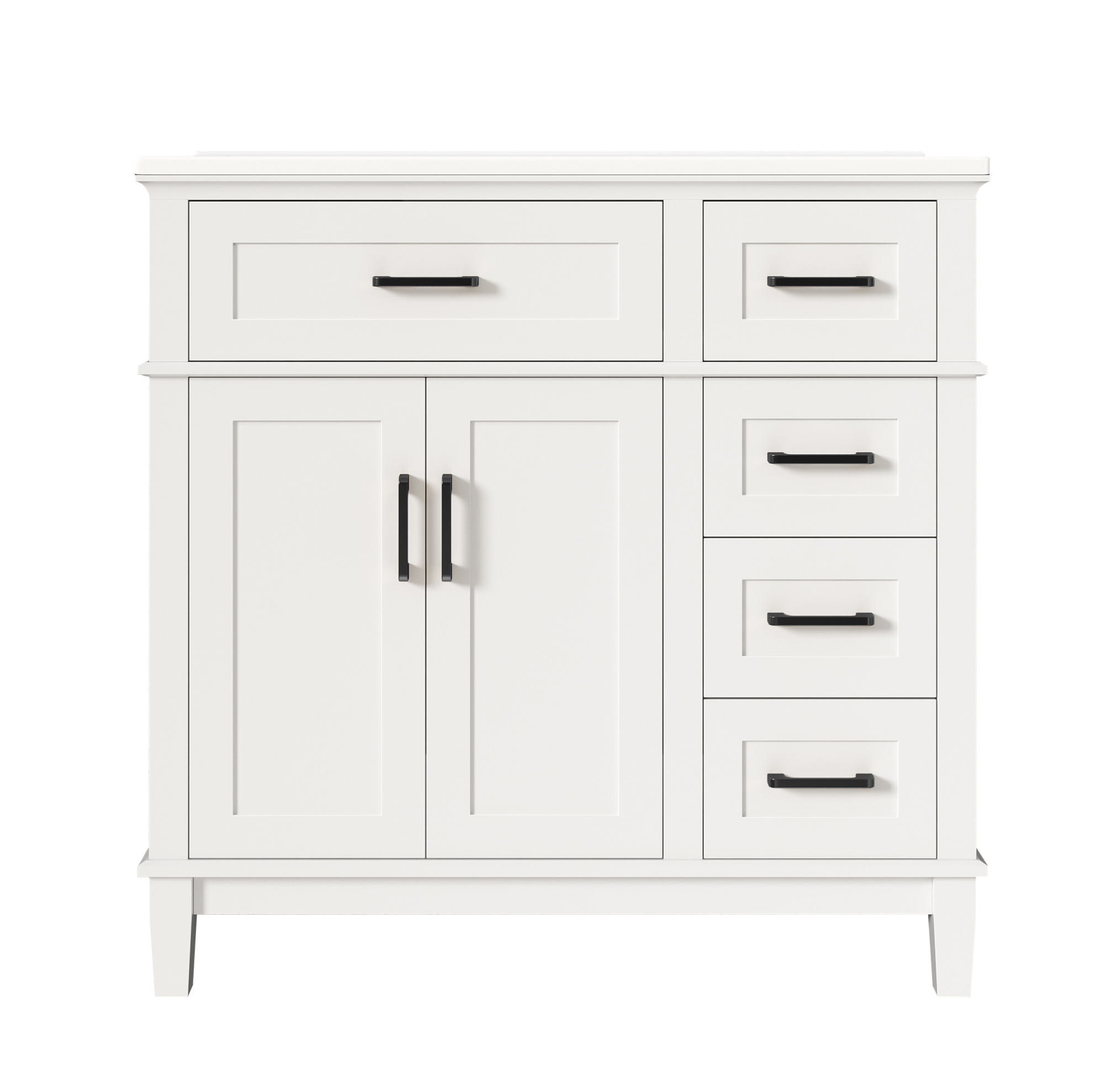 90 X 46 X 87 Cm Bodenstehender Badschrank Weiß Mit Keramikwaschbecken Und Soft-close-schubladen