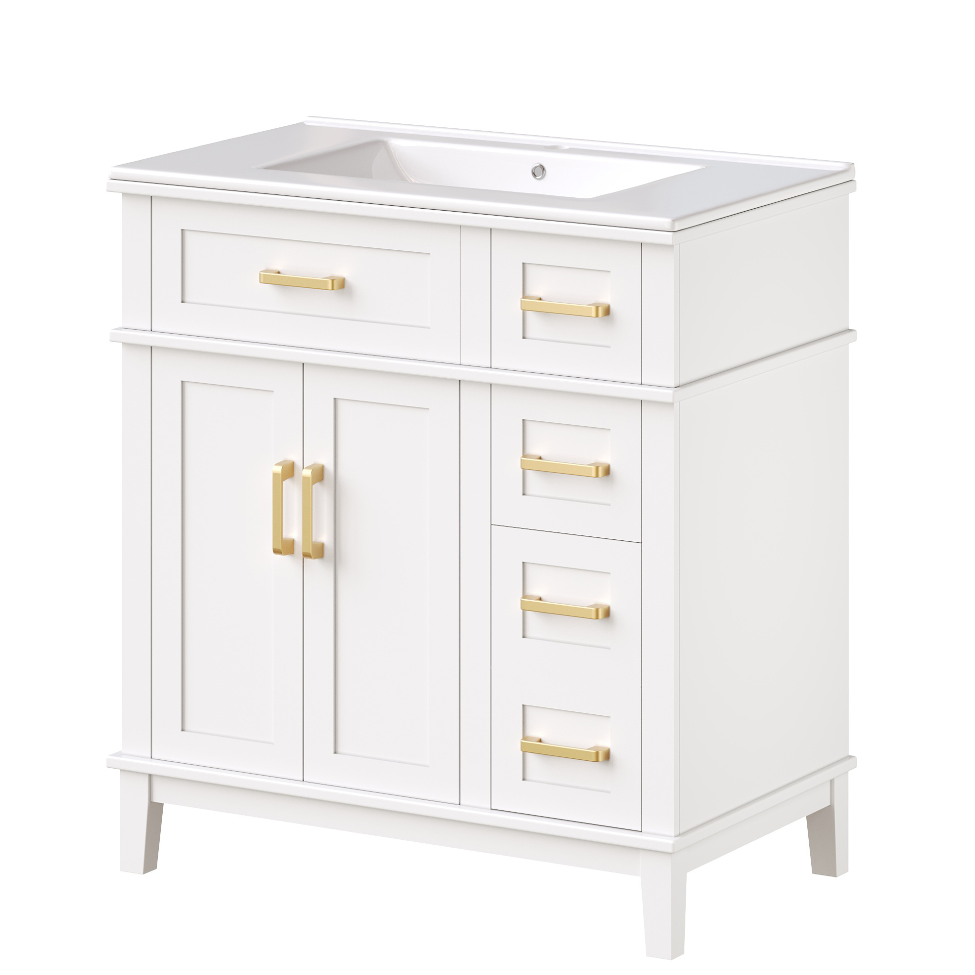 Waschtischunterschrank Mit Keramikwaschbecken Modenuit Weiß Mdf Und Metall 76 X 46,5 X 86 Cm