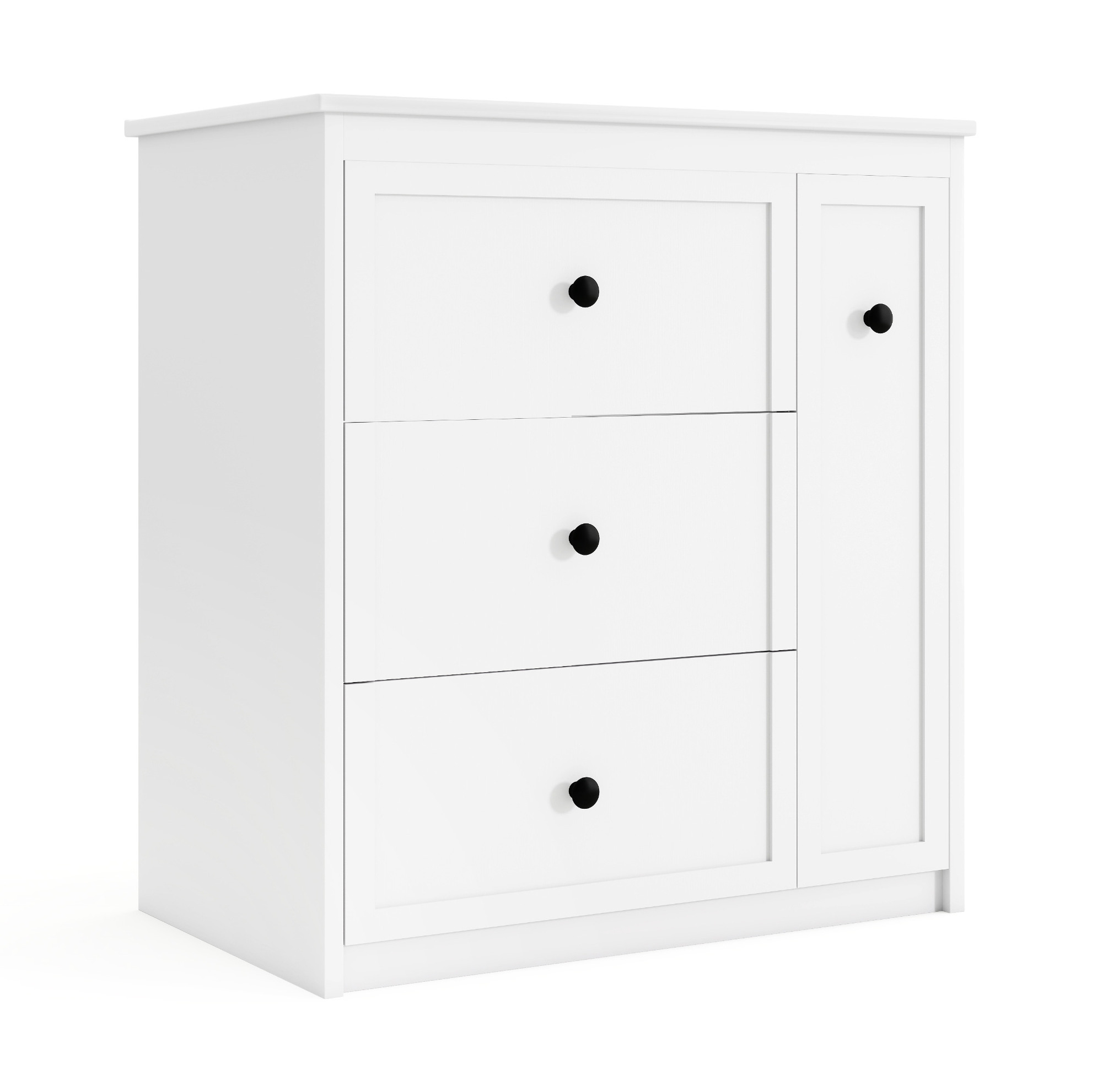 Freistehender Badschrank 76 X 46 X 82 Cm Mit Keramikwaschbecken, 4 Schubladen, Weiß