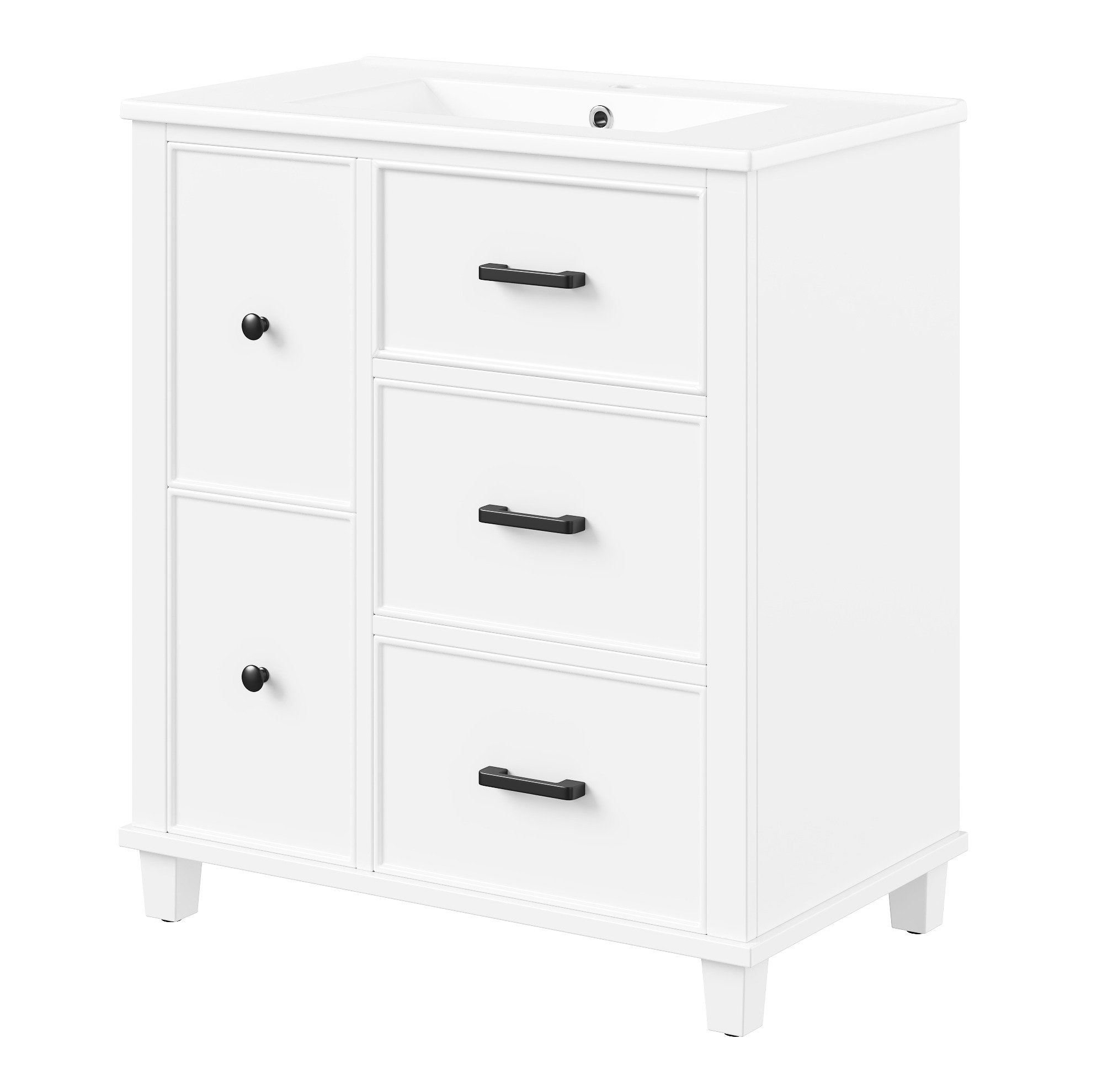 Freistehender Waschtischunterschrank 76,5 X 47 X 83,5 Cm Weiß Mit Keramikwaschbecken