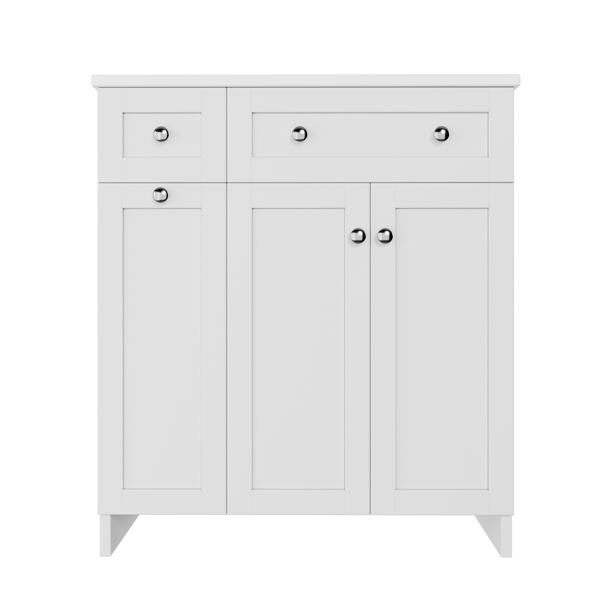 Freistehender Badschrank 76x47x86 Cm Weiß Mit Keramikwaschbecken Und Mdf