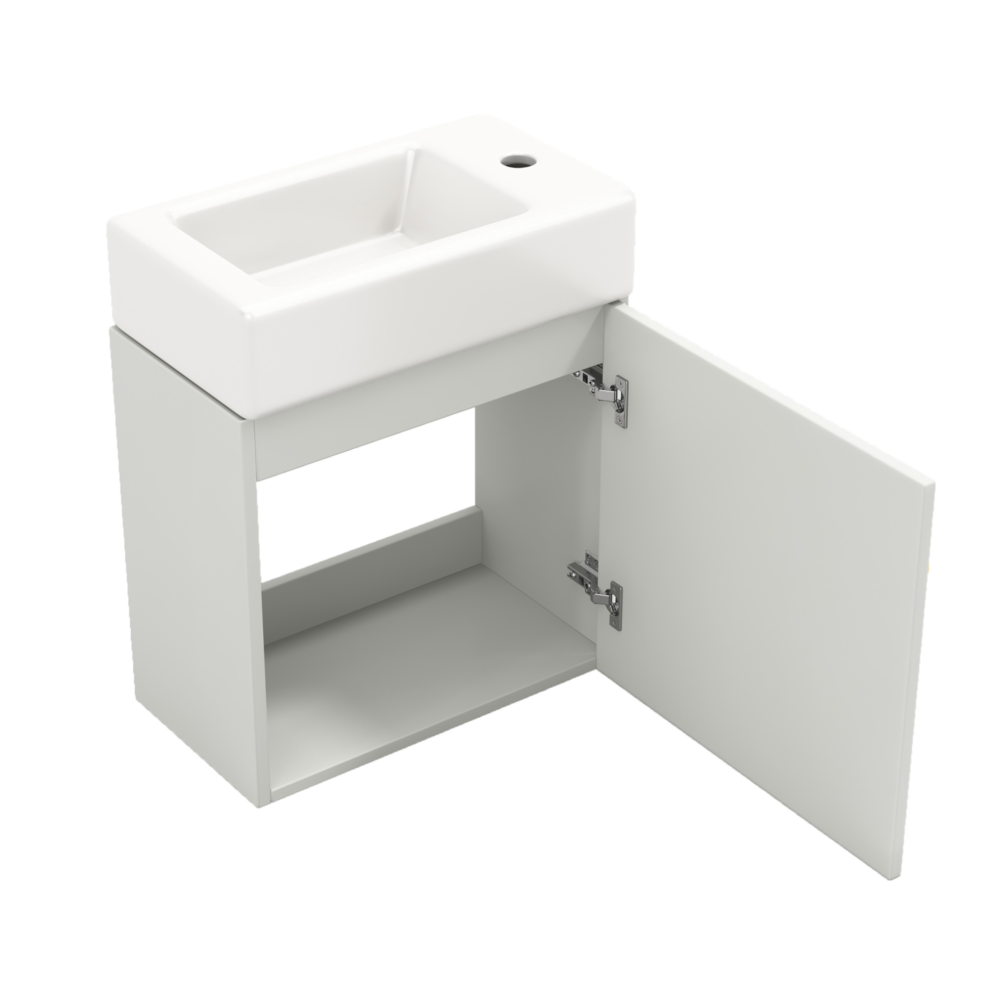 Hängender Badunterschrank Mit Keramikwaschbecken 46 Cm Weiß Aus Mdf