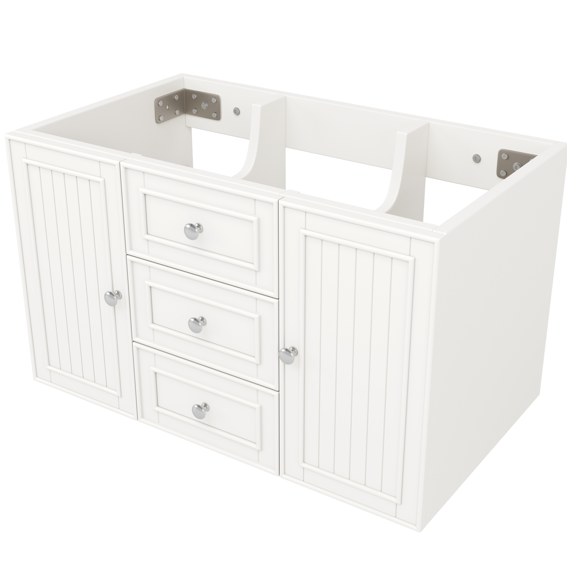 Hängender Waschtischunterschrank Weiß Aus Mdf Und Metall 78,5 X 46 X 46,8 Cm