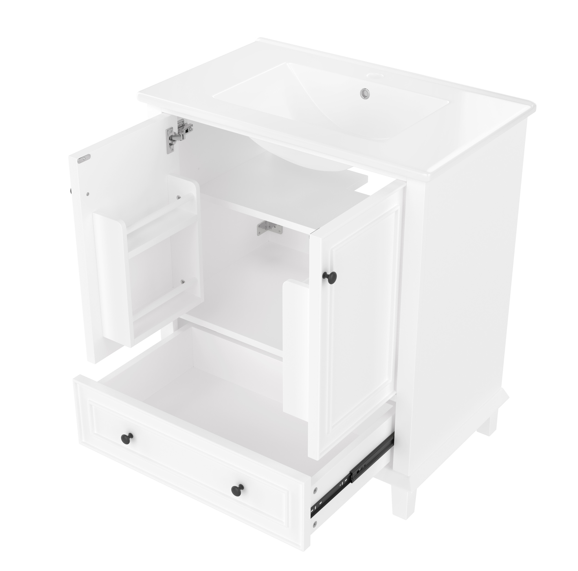 Freistehender Waschtisch 76x46x87 Cm Weiß Mit Keramikbecken Und Mdf-beinen