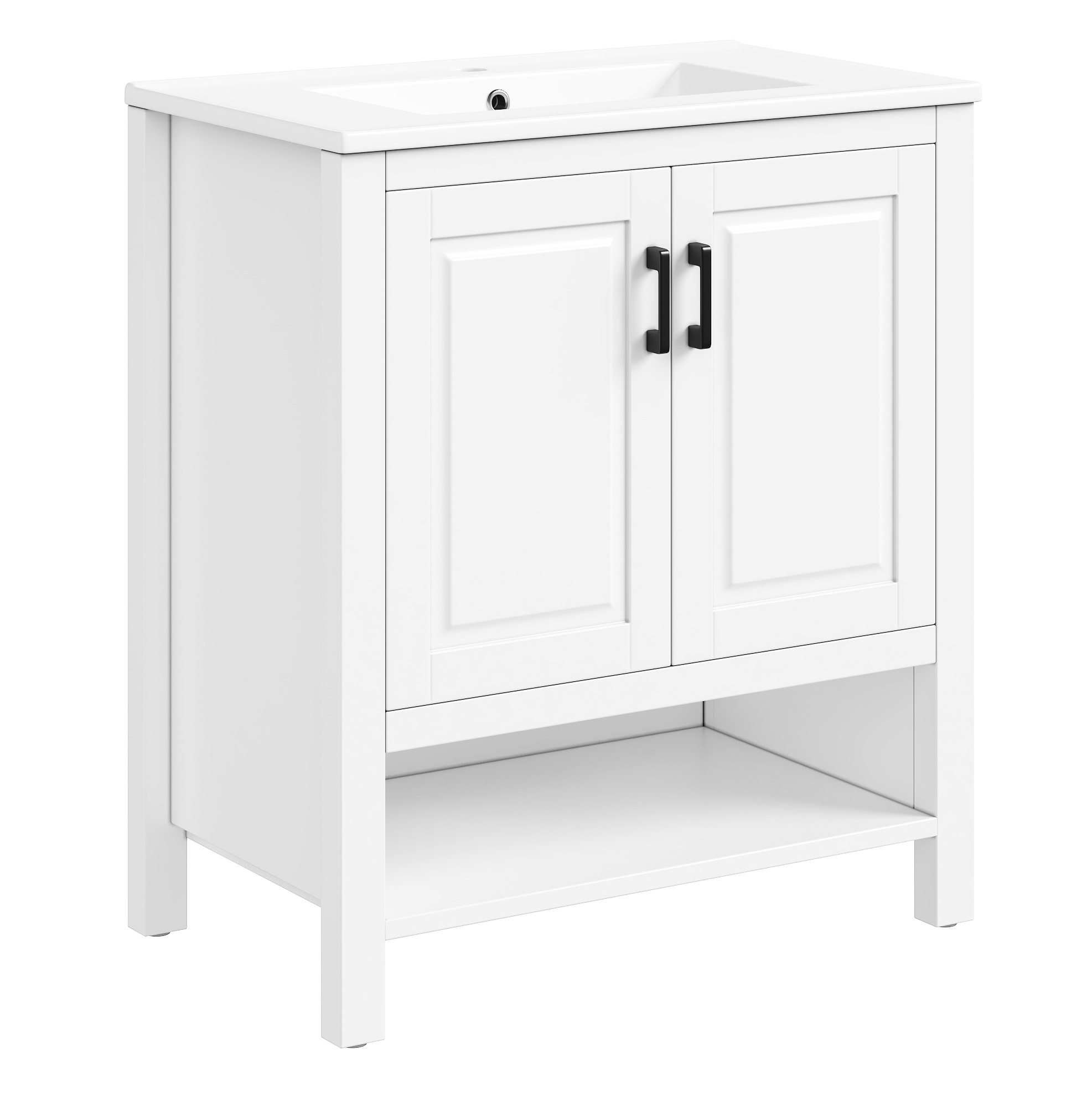 Freistehender Badunterschrank Mit Keramikwaschbecken 76,5 X 47 X 83 Cm, Weiß Modenuit