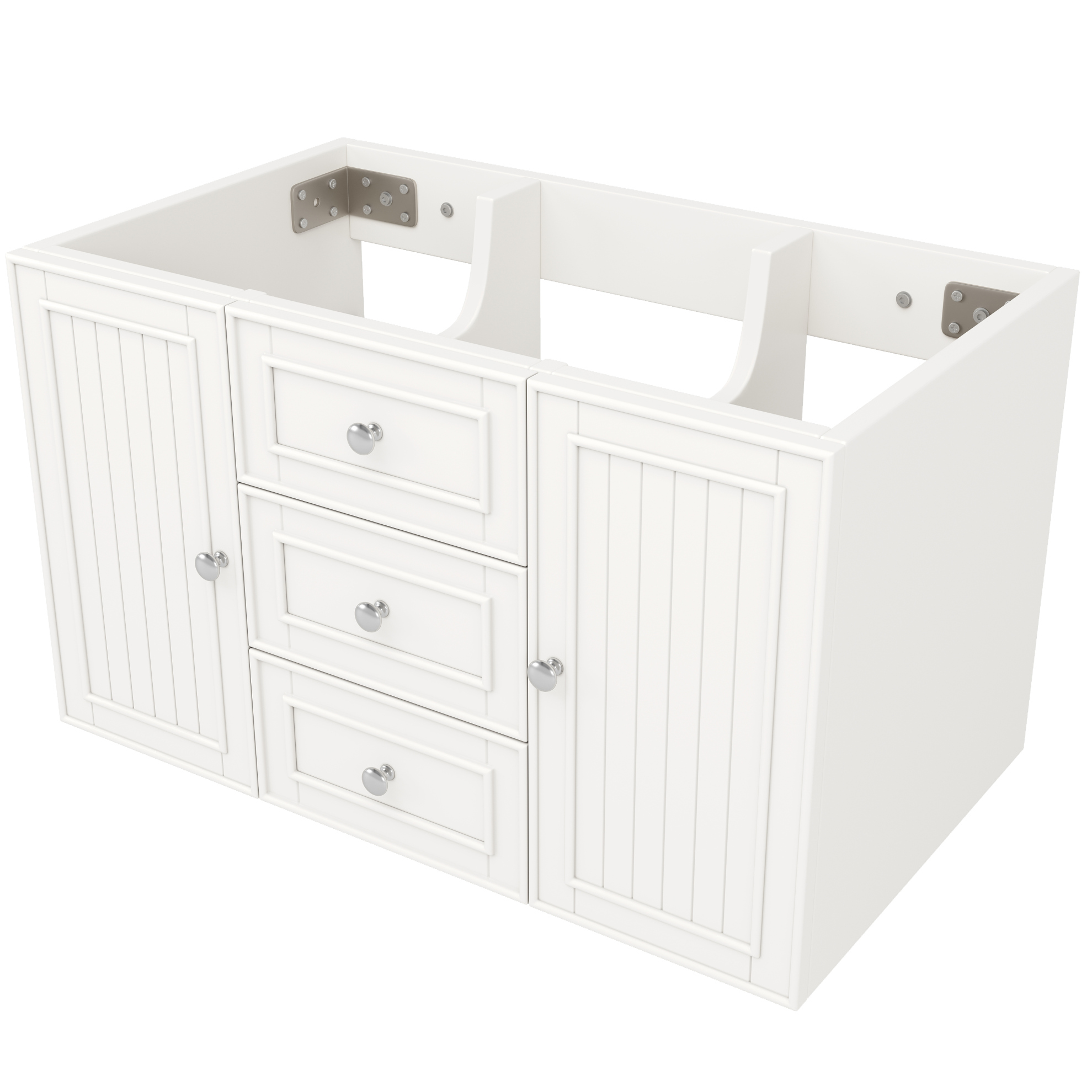 Hängender Badschrank Mit Keramikwaschbecken 78,5 X 46 X 46,8 Cm Weiß, 3 Schubladen Modenuit