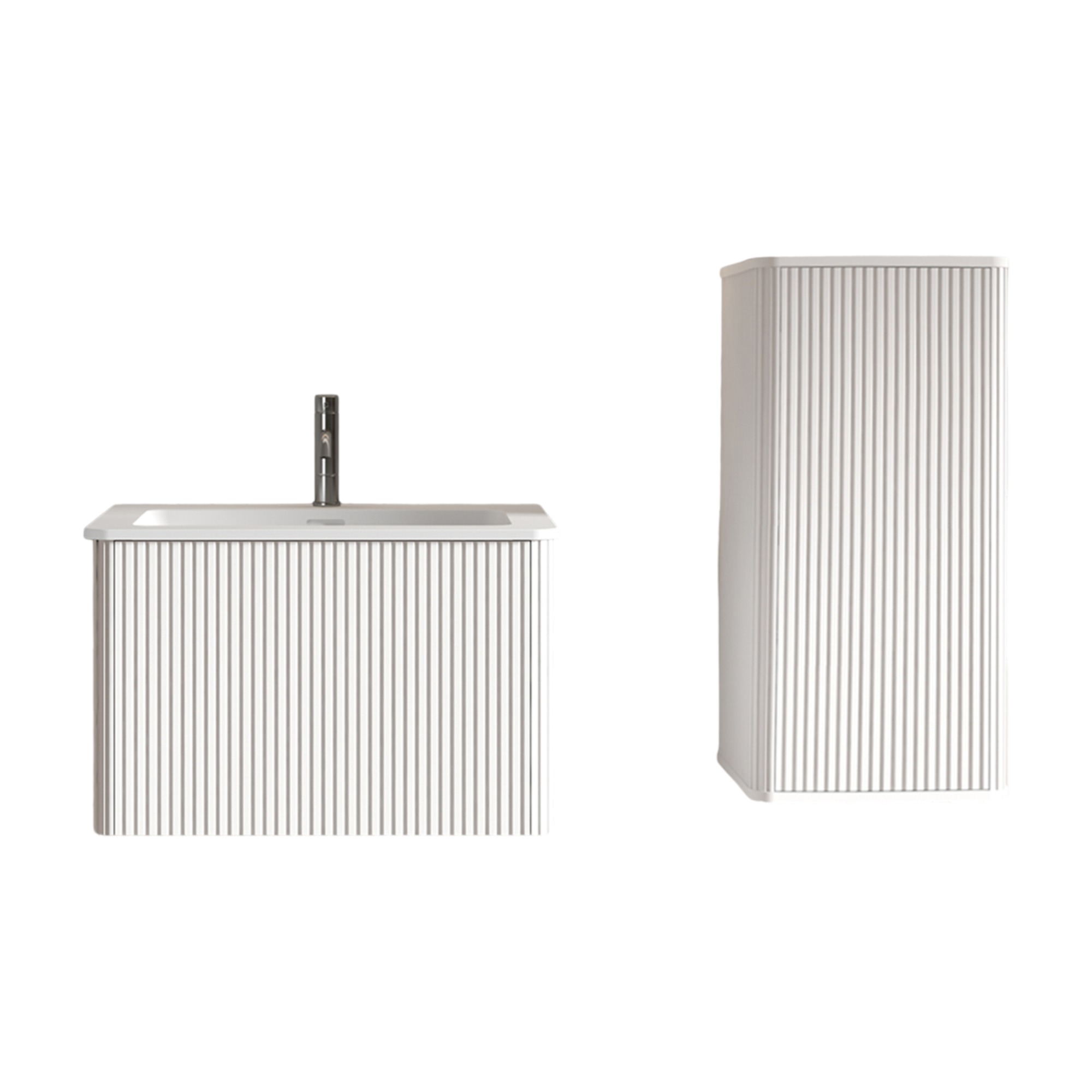Badezimmermöbel Mit Waschbecken Und Hochschrank Weiß 61 Cm Modenuit
