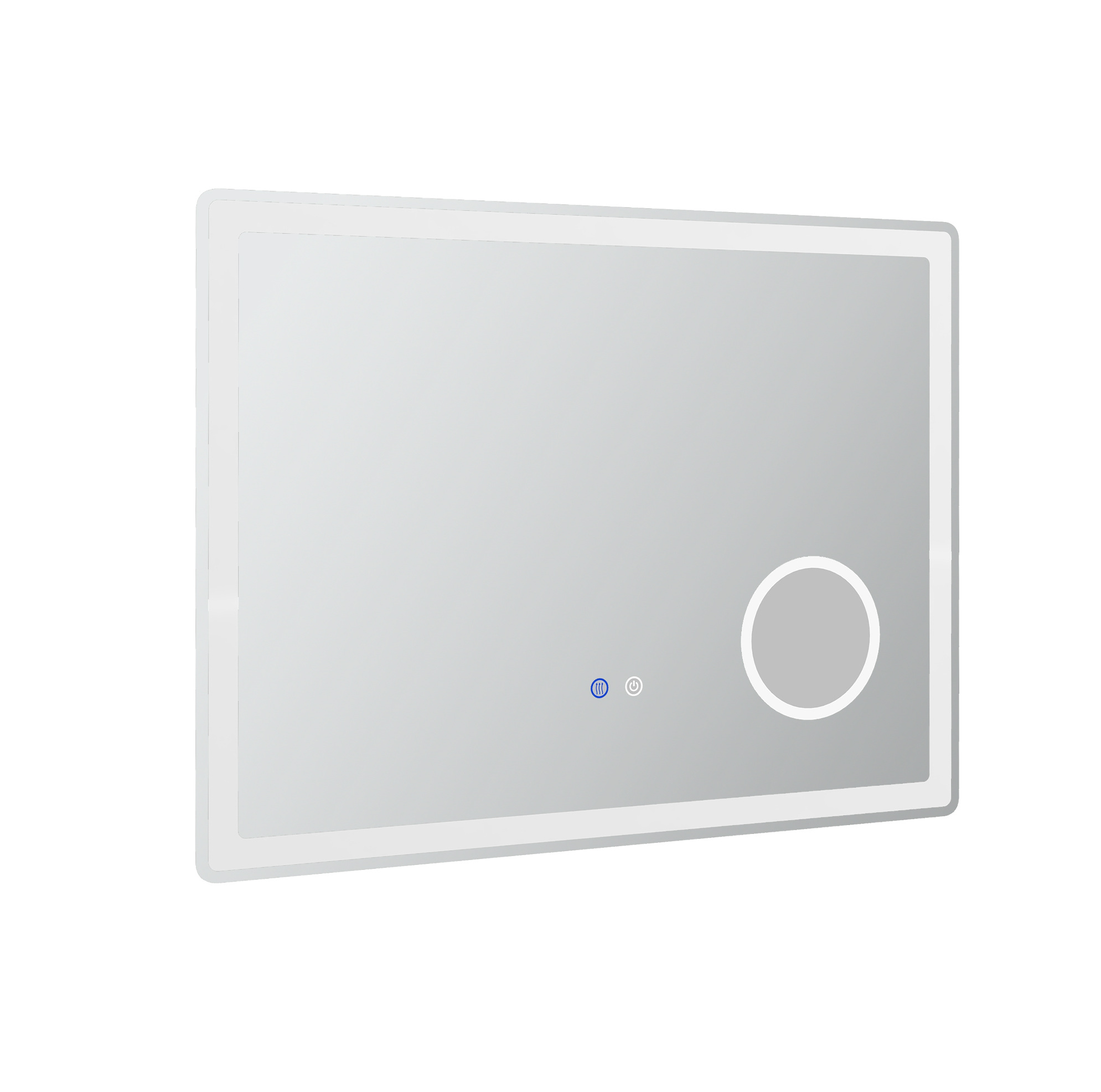 Led-badezimmerspiegel 80x60 Cm Mit 3x Vergrößerung, Touch, 3 Lichtfarben, Anti-beschlag
