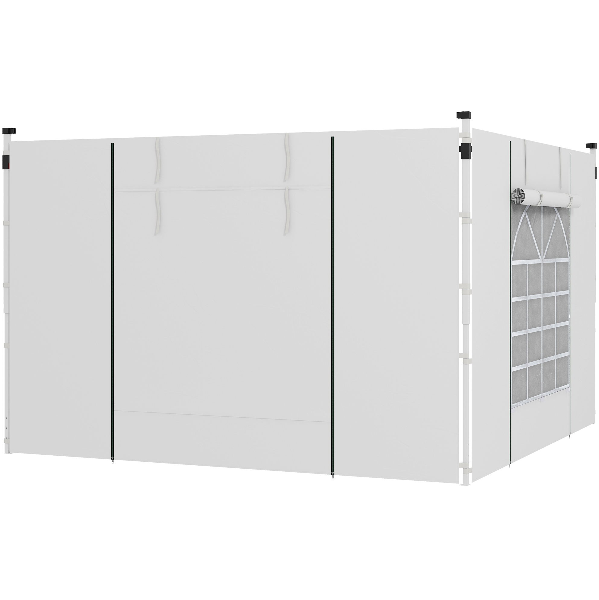 2 Seitenwände Für 3x3/3x6 M Pavillon Mit Fenster Und Tür, Polyester, Weiß