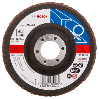Bosch - Fächerschleifscheibe Expert for Metal 115 22,23 40 gerade Glasgewebeteller - 2608607349