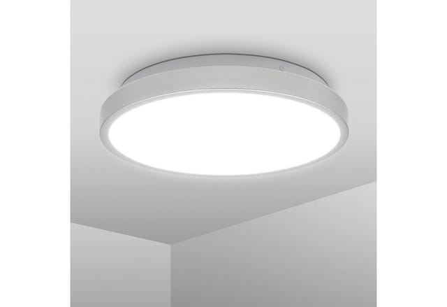 B.k.licht - Deckenlampe Ø29 cm - 12W, 1200lm, led, IP44, neutralweiß, silberfarbig