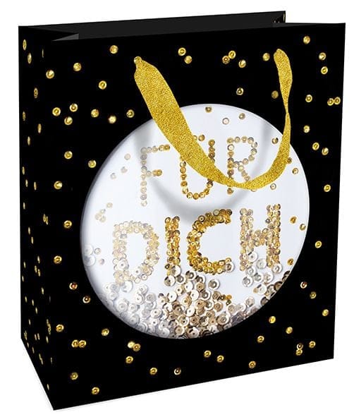 Braun&company - Geschenktragetasche Pailetten für Dich 18 x 21 x 8 cm Papiertüte