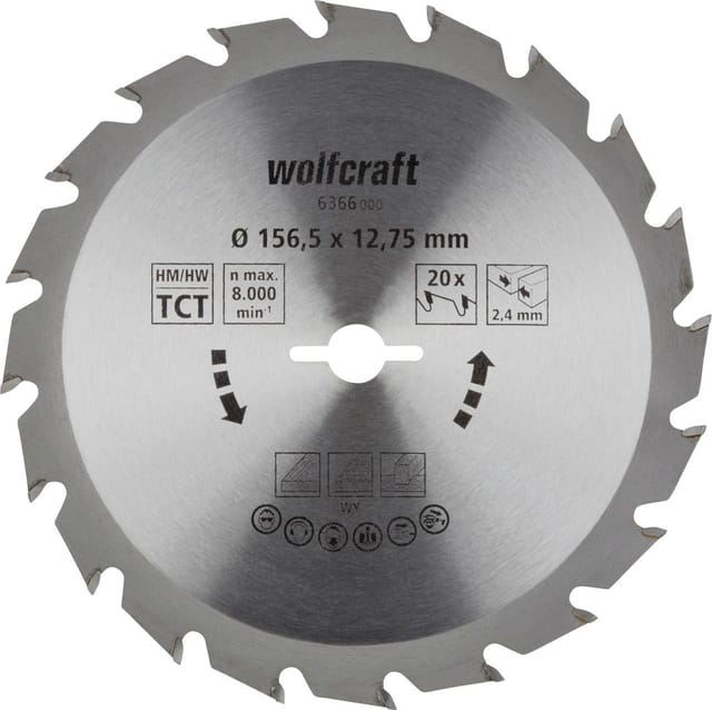 Wolfcraft - Kreissägeblatt ø 156,5 mm Bohrung ø 12,75 mm 20 Zähne Kreissägeblatt