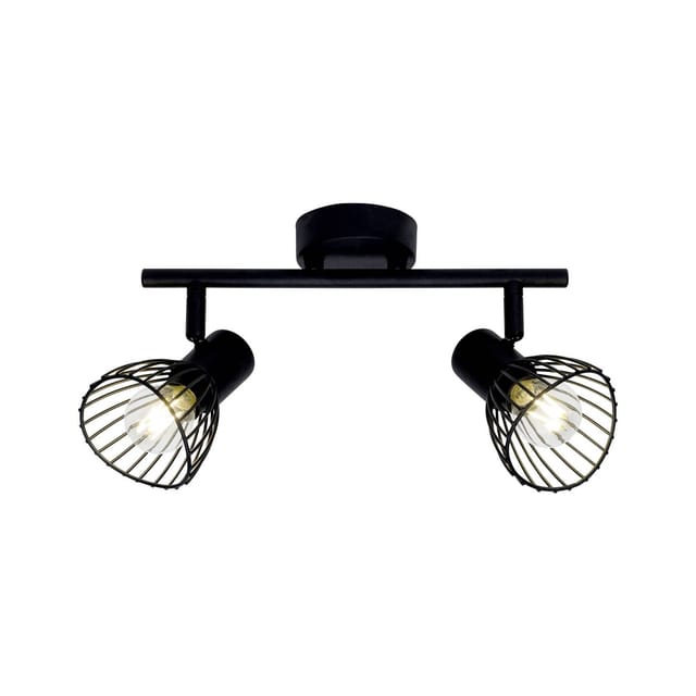 Brilliant - Lampe Elhi Spotrohr 2flg schwarz 2x D45, E14, 40W, geeignet für Tropfenlampen (nicht enthalten) Köpfe schwenkbar