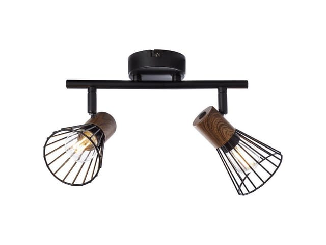 Lampe Manama Spotrohr 2flg holz dunkel/schwarz matt 2x D45, E14, 18W, geeignet für Tropfenlampen (nicht enthalten) Köpfe schwenkbar - Brilliant