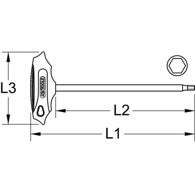 BRONZEplus Innensechskant-Winkelstiftschlüssel mit T-Griff 4 mm lang