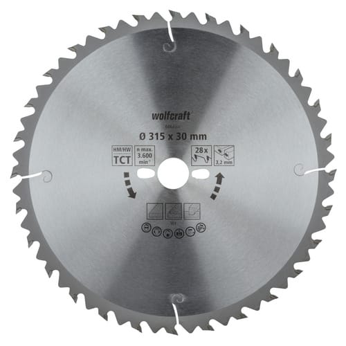 Wolfcraft - Kreissägeblatt Serie Grün Ø315mm Bohrung Ø30mm Sägeblatt Kreissäge