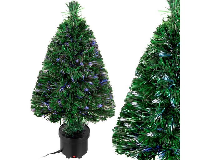 Weihnachtsbaum künstlich 66 cm Klein Tisch Topf Glasfaser mit Beleuchtung 9 Farben schwer entflammbar grün Tannenbaum Christbaum Weihnachten - Casaria