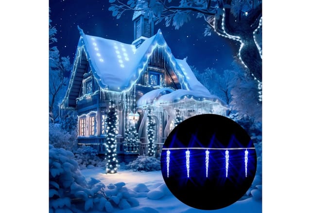 Led Lichterkette Eiszapfen Eisregen Innen Außen Weihnachtsbeleuchtung 80 Eiszapfen led Blau