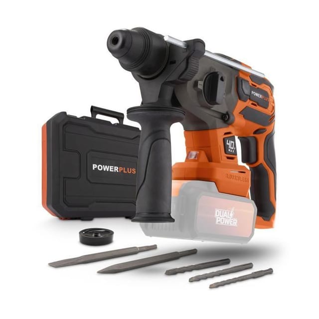 Akku-Bohrhammer SDS-Plus 40V 5J BRUSHLESS + 5 Zubehörteile - DUAL POWER POWDP15680