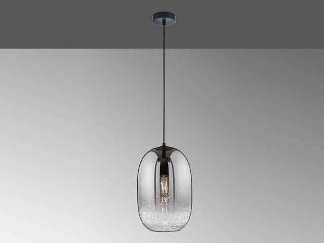 Fischer&honsel - Pendelleuchte trace einflammig Lampenschirm Rauchglas Schwarz, ø 20cm