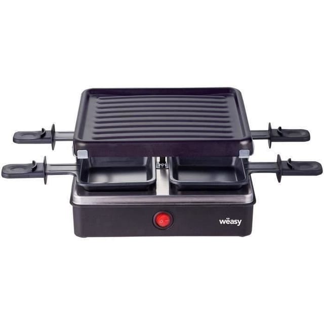 Weasy Luga40 - Raclette- Und Grillgerät 4 Personen - 600w - Sif Anti-Adh-Beschichtung - 19,7x19,7cm - Abnehmbare Platte
