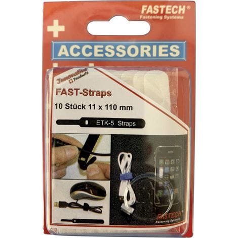 Fastech - 800-010C Klettkabelbinder zum Bündeln Haft- und Flauschteil (l x b) 110 mm x 11 mm Weiß 10