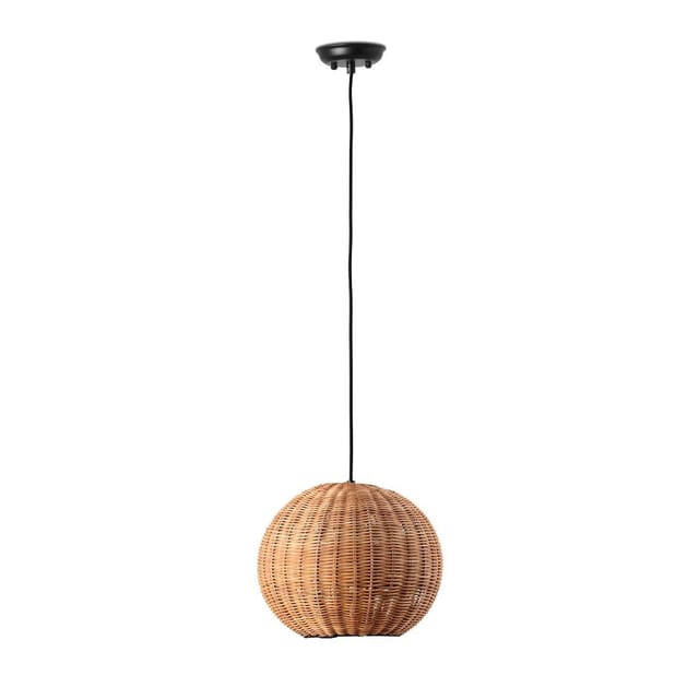Faro Barcelona - Hängelampe schwarz/rattan ø300 haka 65134-74