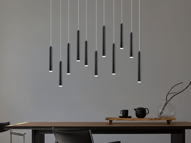 Defibrico - led Pendelleuchte tubular mehrflammig Schwarz - 3 Stufen dimmbar, b: 115cm