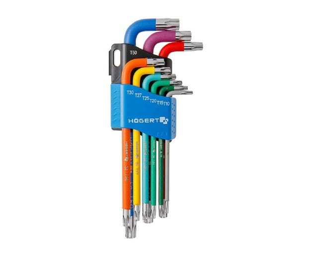 Sechsrundschlüssel 9-teilig Högert HT1W817 Winkelschlüssel Multicolor Innensechsrund