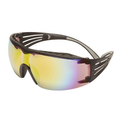 3M - SecureFit SF416XAS-BLK Schutzbrille mit Antibeschlag-Schutz, verspiegelt Grau, Schwarz
