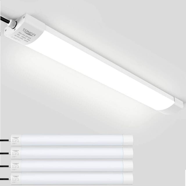 4 Stück led Feuchtraumleuchte Deckenleuchte 60cm 18W für Garage Kelle Werkstatt Feuchtraum Warenhaus Tonffi led Wannenleuchte Feuchtraumlampe Röhre,