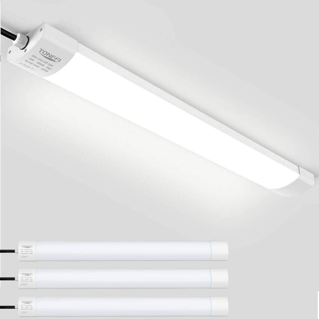 3 Stück led Feuchtraumleuchte Deckenleuchte 60cm 18W für Garage Kelle Werkstatt Feuchtraum Warenhaus Tonffi led Wannenleuchte Feuchtraumlampe Röhre,