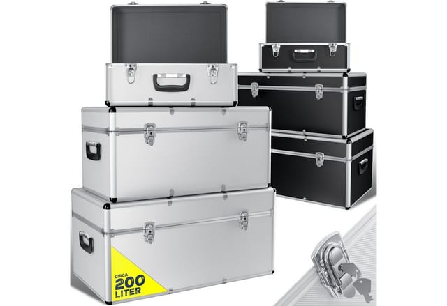 Masko® 3er SET Alu Boxen Alubox Alukiste Transportbox Werkzeugkiste Lagerbox silber
