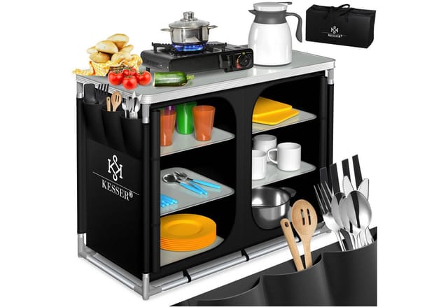 KESSER® Campingschrank Campingküche mit Aluminiumgestell inkl.Tragetasche Kocherschrank für Camping Outdoor-Campingmöbel Typ F6