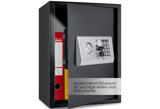 Elektronischer Safe Tresor Geldschrank Wandtresor Wandsafe 50x35x34 Schwarz - Kesser
