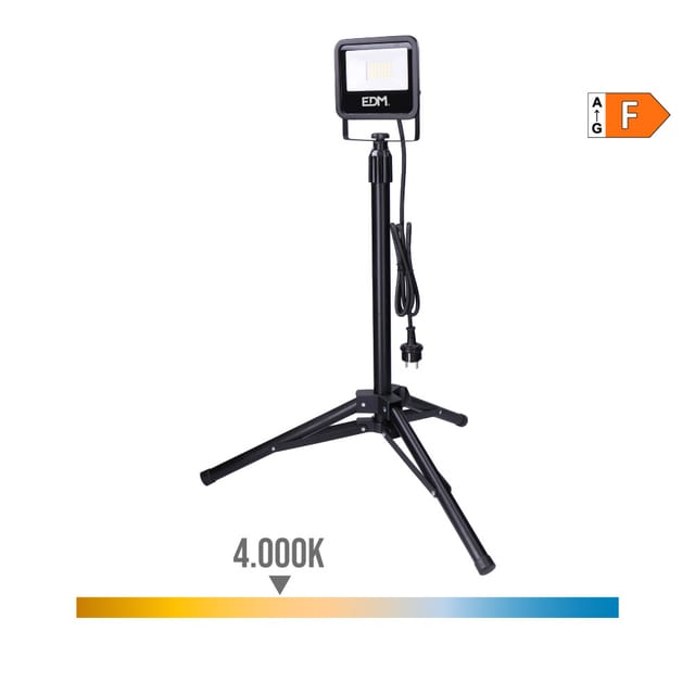 EDM - led Strahler mit Stativ, 30W, 2370lm, 4000K, Tageslicht, Black Series 70413
