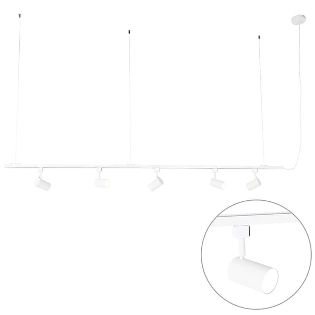 Modernes Hängeschienensystem mit 5 weißen Strahler - Iconic Jeana 1-phasig