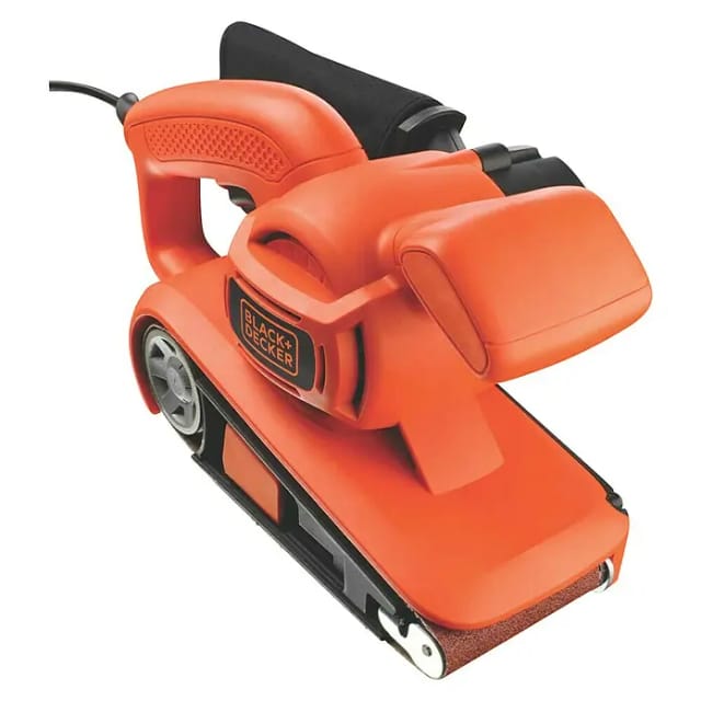 Black+decker KA86-QS - Kabelgebundener Bandschleifer, 720W, Geschwindigkeit 206 m/min, Staubauffangbeutel, Schleifbereich 75/145 mm, Inklusive