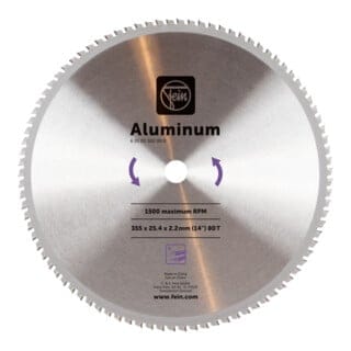 Sägeblatt Aluminium ø 355mm f. Metallkappsäge mkas 355 MaÃüe 355x25,4x2,8 mm - Fein